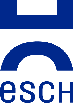 The word Esch at the bottom with a stylized round and a square arch above